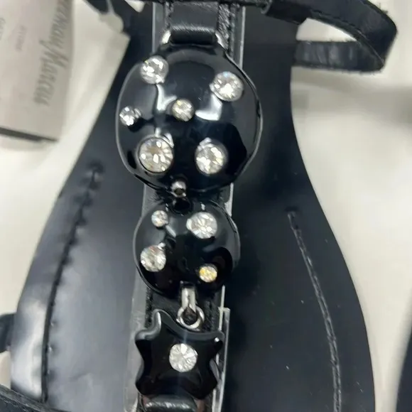 Kate Spade Leather Rhinestone Ankle Buckle T-Strap Sandals Embellishment 10 NWT