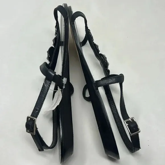 Kate Spade Leather Rhinestone Ankle Buckle T-Strap Sandals Embellishment 10 NWT