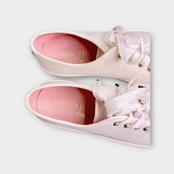 Kate Spade New York Serve White Canvas Lace Up Platform Sneakers