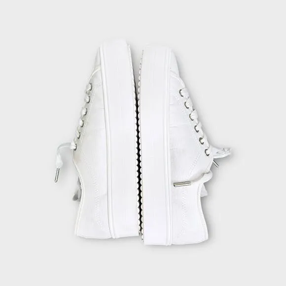 Kate Spade New York Serve White Canvas Lace Up Platform Sneakers