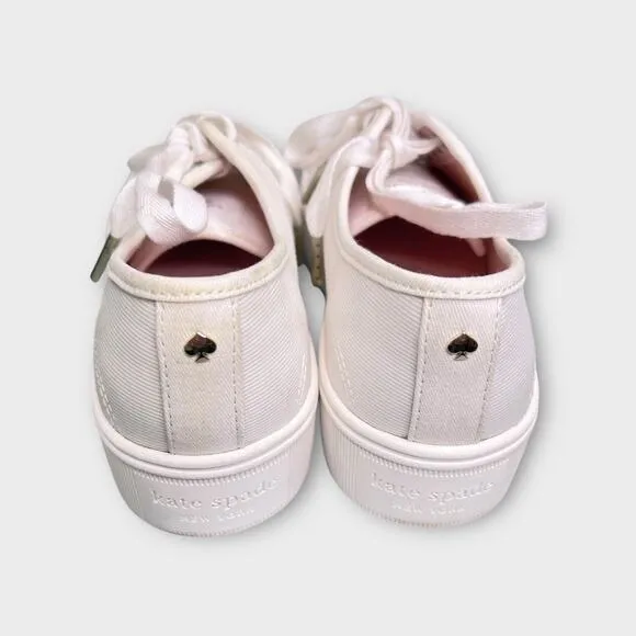 Kate Spade New York Serve White Canvas Lace Up Platform Sneakers