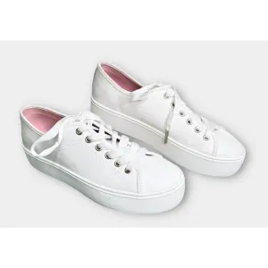 Kate Spade New York Serve White Canvas Lace Up Platform Sneakers