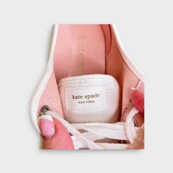 Kate Spade New York Serve White Canvas Lace Up Platform Sneakers