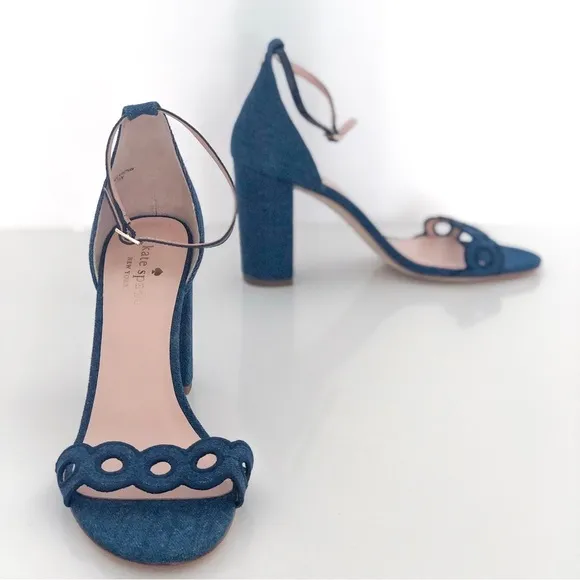Kate Spade Orson Block Heel Sandal Blue Size 8.5