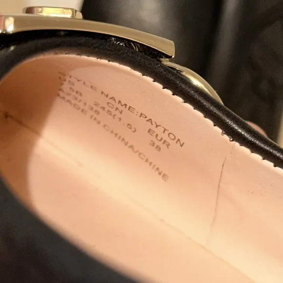 KATE SPADE PAYTON LEATHER BLACK AND SILVER SLIP ON FLATS SIZE 7.5