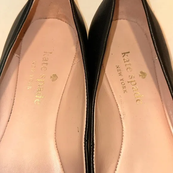 KATE SPADE PAYTON LEATHER BLACK AND SILVER SLIP ON FLATS SIZE 7.5