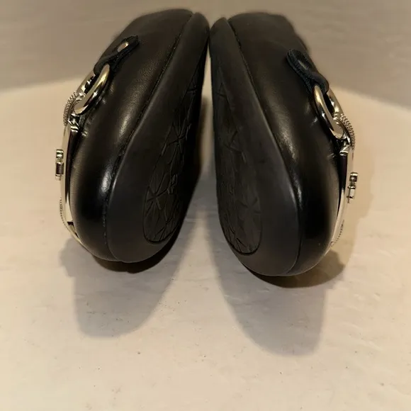KATE SPADE PAYTON LEATHER BLACK AND SILVER SLIP ON FLATS SIZE 7.5