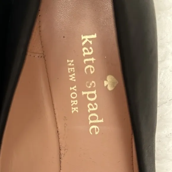 KATE SPADE PAYTON LEATHER BLACK AND SILVER SLIP ON FLATS SIZE 7.5