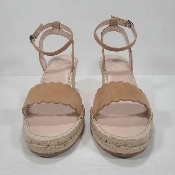 Kate Spade Tan Suede Leather Theodora Espadrille Wedge Sandals Women's 7.5