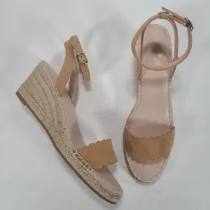 Kate Spade Tan Suede Leather Theodora Espadrille Wedge Sandals Women's 7.5