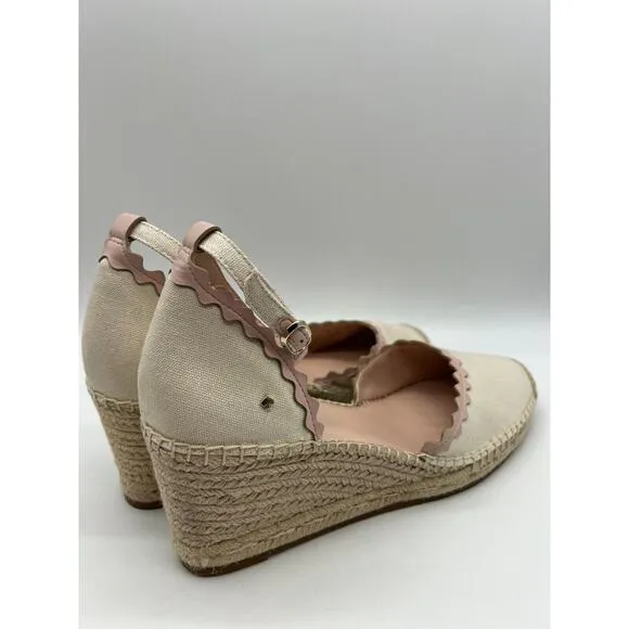 Kate Spade Thea Espadrilles Wedge Sandal Women's Ivory Canvas Size 10B🛒