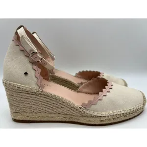 Kate Spade Thea Espadrilles Wedge Sandal Women's Ivory Canvas Size 10B🛒