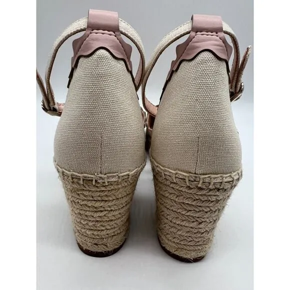 Kate Spade Thea Espadrilles Wedge Sandal Women's Ivory Canvas Size 10B🛒