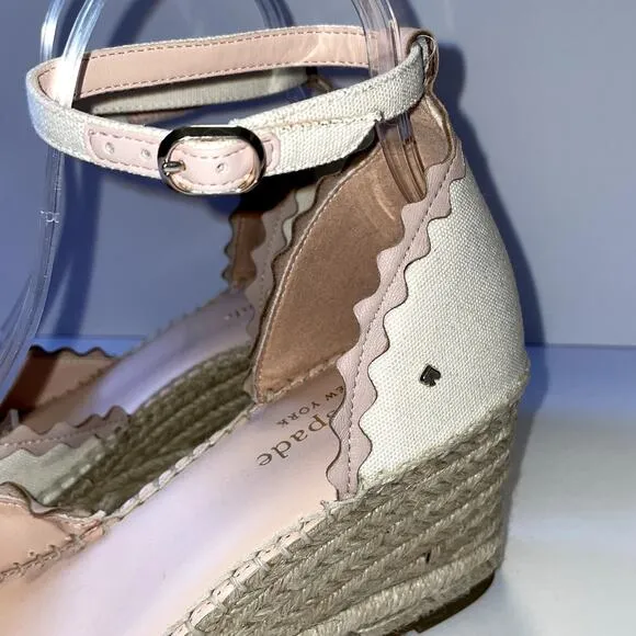 Kate Spade Thea Espadrilles Womens 9 Cream Pink Sandals Summer Vacation Resort