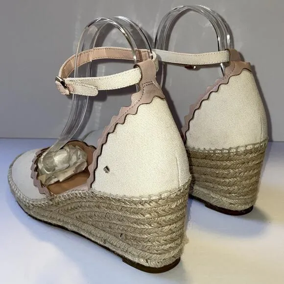 Kate Spade Thea Espadrilles Womens 9 Cream Pink Sandals Summer Vacation Resort
