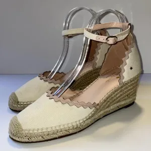 Kate Spade Thea Espadrilles Womens 9 Cream Pink Sandals Summer Vacation Resort