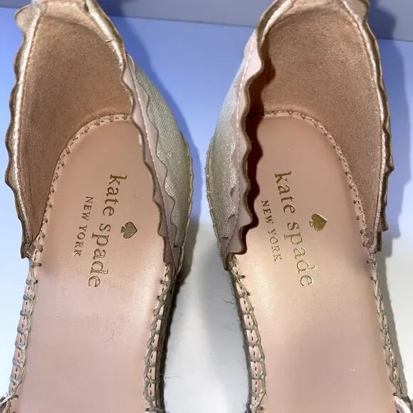 Kate Spade Thea Espadrilles Womens 9 Cream Pink Sandals Summer Vacation Resort
