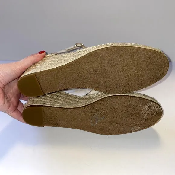 Kate Spade Thea Espadrilles Womens 9 Cream Pink Sandals Summer Vacation Resort