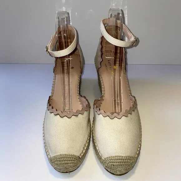 Kate Spade Thea Espadrilles Womens 9 Cream Pink Sandals Summer Vacation Resort