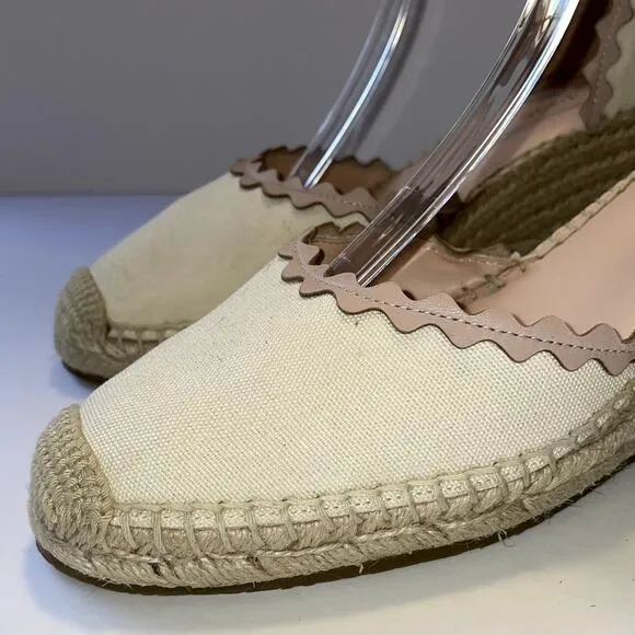 Kate Spade Thea Espadrilles Womens 9 Cream Pink Sandals Summer Vacation Resort