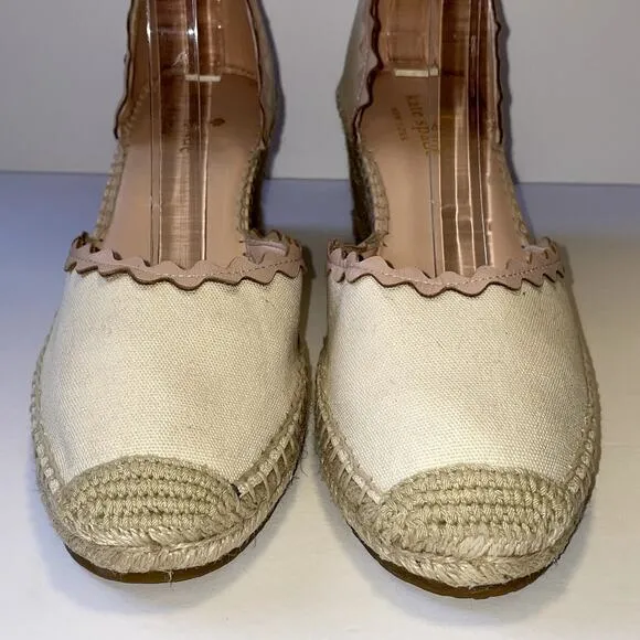 Kate Spade Thea Espadrilles Womens 9 Cream Pink Sandals Summer Vacation Resort