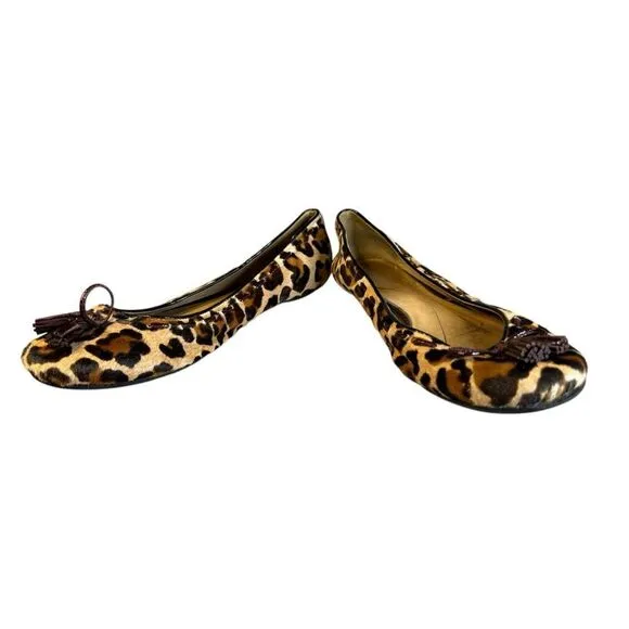 Kate Spade Leopard Print Pony Hair Tassel Ballet Flats - Size 7.5