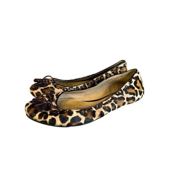 Kate Spade Leopard Print Pony Hair Tassel Ballet Flats - Size 7.5