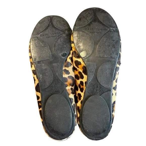Kate Spade Leopard Print Pony Hair Tassel Ballet Flats - Size 7.5