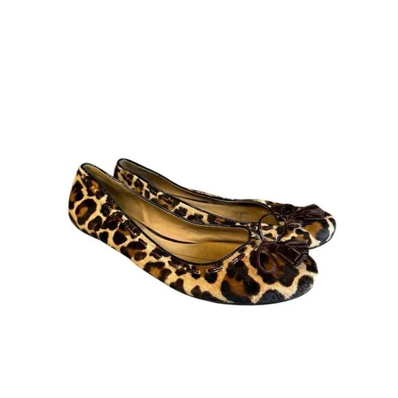 Kate Spade Leopard Print Pony Hair Tassel Ballet Flats - Size 7.5