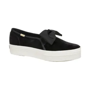Keds x Kate Spade New York Black Velvet Bow Tie Triple Decker Slip On Sneaker 10