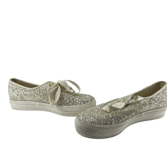 Keds x Kate Spade New York Triple Glitter Cream Sneakers WF57805 Women’s 8.5