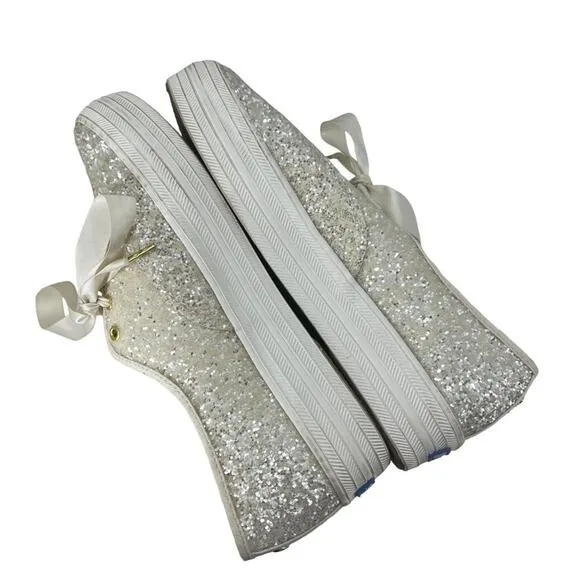 Keds x Kate Spade New York Triple Glitter Cream Sneakers WF57805 Women’s 8.5