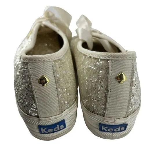 Keds x Kate Spade New York Triple Glitter Cream Sneakers WF57805 Women’s 8.5
