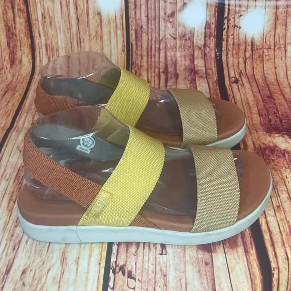 Keen Elle Backstrap sandals Fossil Orange/Silver Birch colorblock women's size 9