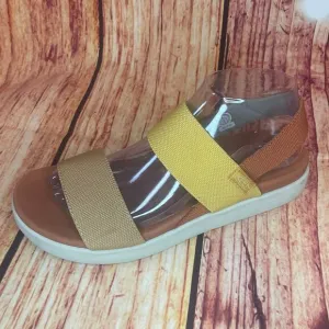 Keen Elle Backstrap sandals Fossil Orange/Silver Birch colorblock women's size 9