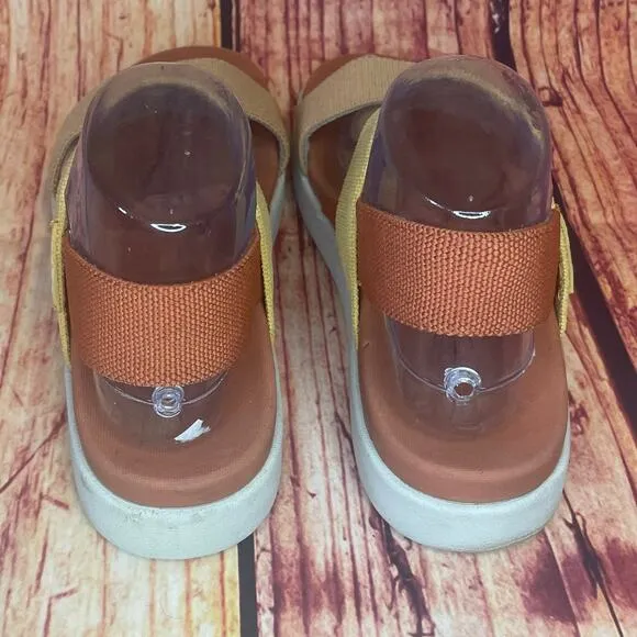 Keen Elle Backstrap sandals Fossil Orange/Silver Birch colorblock women's size 9