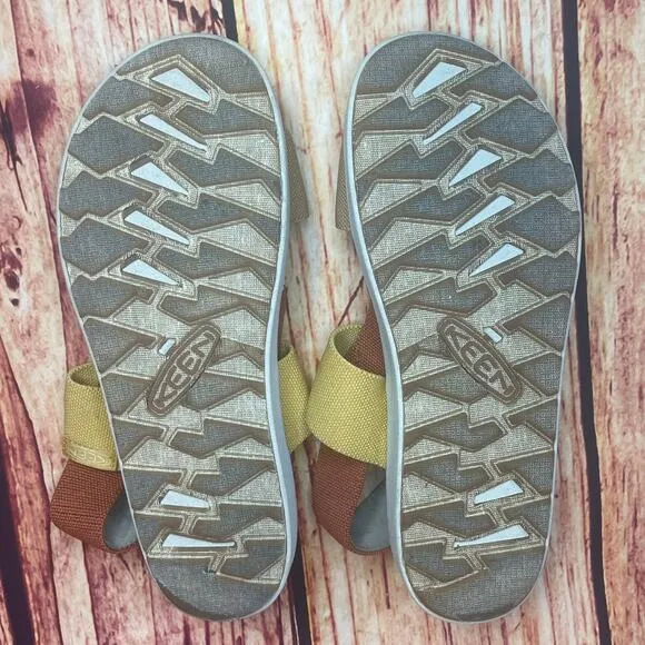 Keen Elle Backstrap sandals Fossil Orange/Silver Birch colorblock women's size 9
