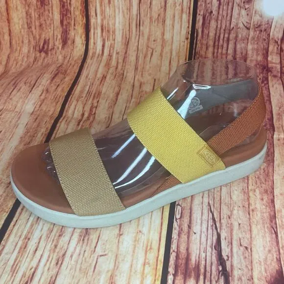 Keen Elle Backstrap sandals Fossil Orange/Silver Birch colorblock women's size 9