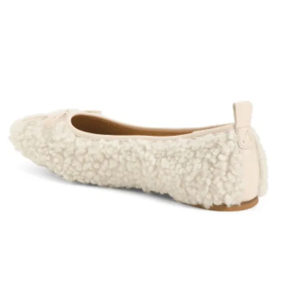 Kelsi Dagger Frankie Sherpa Ballet Flats Natural Cream Women’s Size 10