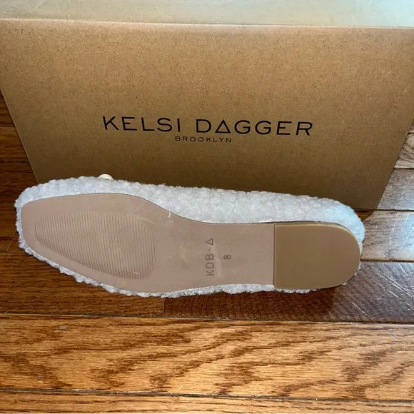 Kelsi Dagger Frankie Sherpa Ballet Flats Natural Cream Women’s Size 10