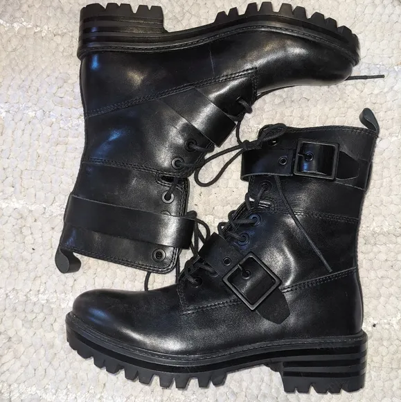 Kendall &amp; Kylie black leather combat boots 7