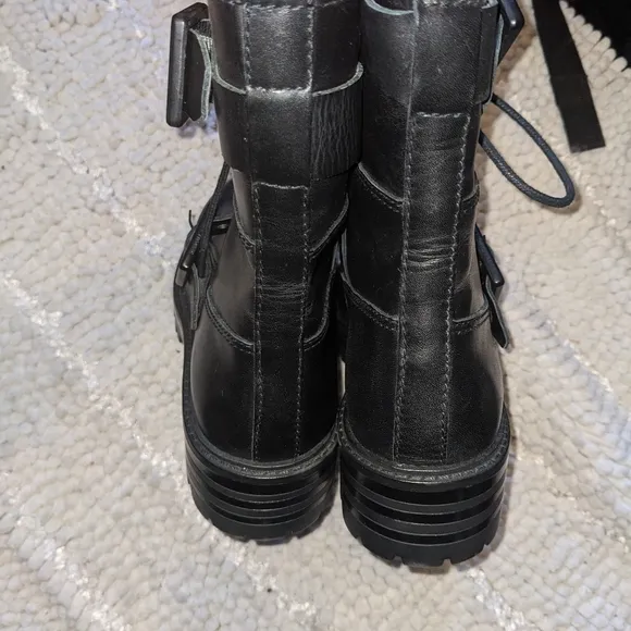 Kendall &amp; Kylie black leather combat boots 7