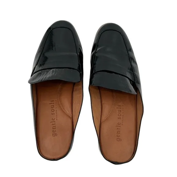 Kenneth Cole Black Patent Gentile Soles Leather Mules Size 9 Women’s