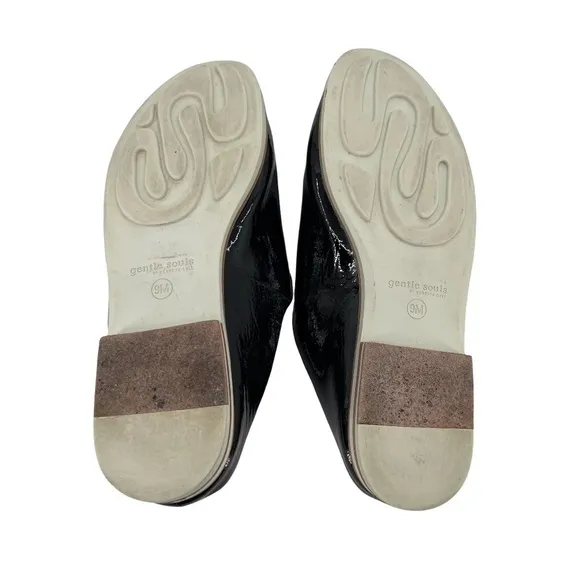 Kenneth Cole Black Patent Gentile Soles Leather Mules Size 9 Women’s