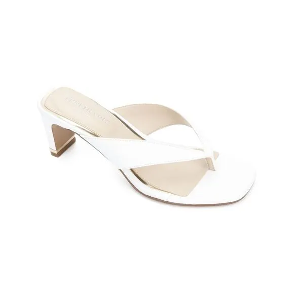 KENNETH COLE Womens White At Heel Macen Slip On Leather Thong Sandals 9 M