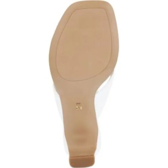 KENNETH COLE Womens White At Heel Macen Slip On Leather Thong Sandals 9 M