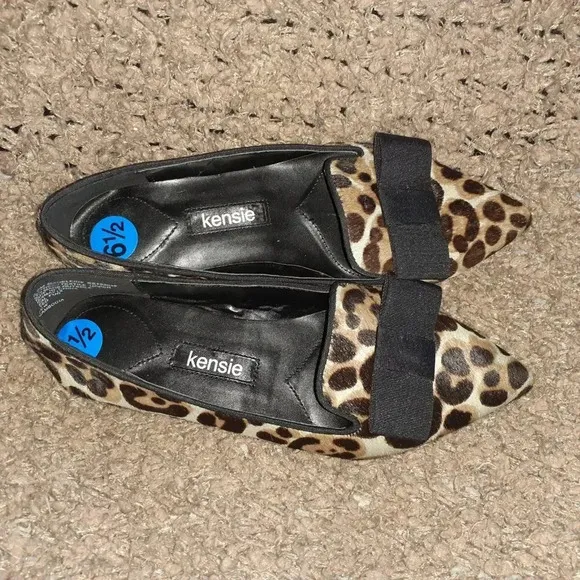 KENSIE-Leopard Pattern Calf Hair Ballet Flats