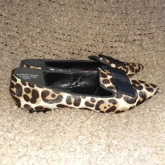 KENSIE-Leopard Pattern Calf Hair Ballet Flats