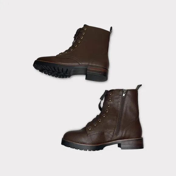 Kensie Willa Brown Combat Boots