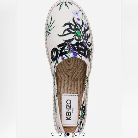Kenzo Cream and Purple Espadrilles with Botanical Design size US 8 EU 40